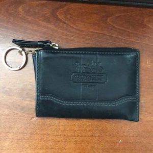 Coach black leather classic coin purse/card holder